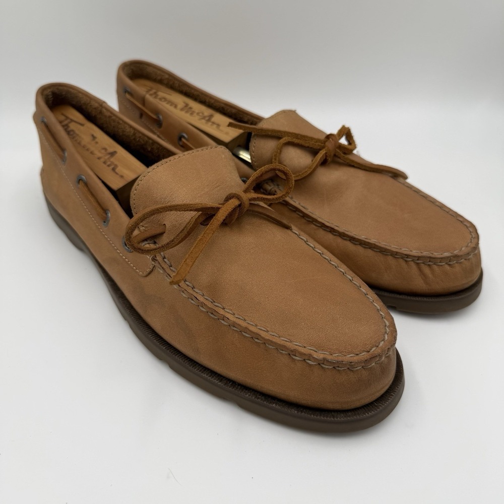 Sperry Mens Leeward 1 Eye Tan Lace Up Leather Boat Shoes Size 11